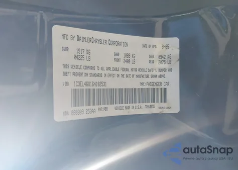 2006 Chrysler Sebring z USA, uszkodzony, nr VIN 1C3EL46X16N102531